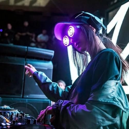 LED-Spiral-Brille, wiederaufladbar, wiederaufladbar, mit mehrfarbigem Stroboskoplicht, Regenbogen-Spektrum für Rave-Nachtclub und Party-Kostüme