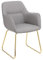 Baroni Home Moderner Sessel mit Armlehne und Kunstleder Polsterung mit goldfarbenen Beinen aus Metall, Wohnzimmer- und Schlafzimmer Sessel, Esszimmerstuhl, Leseecke, Grau, 55x84x47 cm