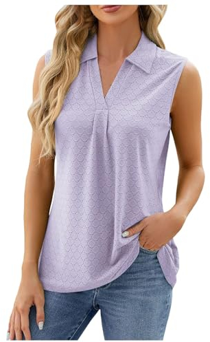 Generic Damen Tank Top Ärmellose Blusentop Sommer Lässige Weste,Longtops Damen Lang,Crop Top Weiß Spitze,Tunika Damen Sommer,Bluse Flieder Damen,Blusentop Elegant