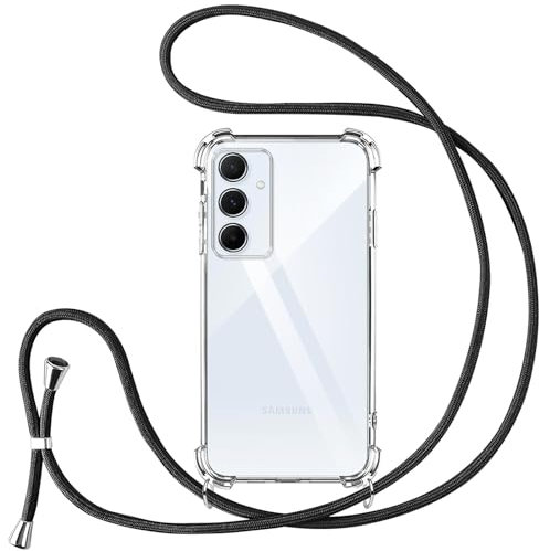 Vauki handyband für Samsung Galaxy A55 Hülle mit Band Handyhülle Silikon Transparent zum Umhängen Stoßfest mit Kordel Necklace Schnur TPU Bumper Case für Samsung A55 6.6 Zoll