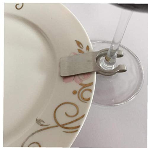 wine Stainless Steel Plate Clip Wine or Champagne Glass Holder Hands Free Wine Glass Holder Wine Accessories and Gifts
