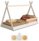 smartwood Tipi F Kinderbett 90x180 mit Lattenrost und Rausfallschutz - Montessori Hausbett für Jungen und Mädchen - Holz Bodenbett mit Rausfallschutz und Lattenrost - 180x90 - Weiß