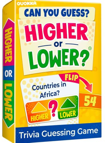 Quokka Card Games For Kids, Adults and Families - Party Family Games | Original Higher or Lower Family Board Games for Kids - Fun Travel Games for Adults - Challenge Quiz Cards for Family Night