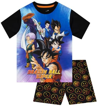 Dragon Ball Z Pyjamas pour Enfants Anime Set Enfant Garçon | Pyjamas pour Enfants Goku | Vêtements de Nuit pour garçons DBZ | Noir 6-7 Ans