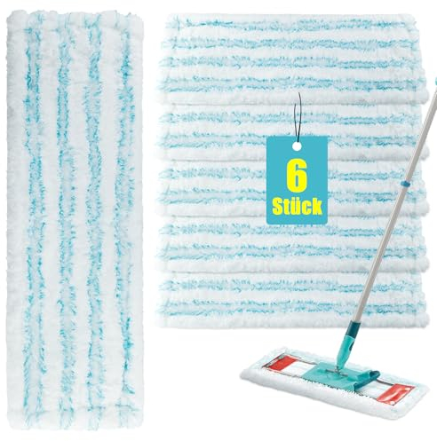 6 Pack Ersatz-Wischbezüge für Leifheit Profi XL Micro Duo / Cotton Plus alle Stiel Bodenwischer,Bodenwischer für Leifheit Profi XL, Mikrofaser Ersatzbezug für alle Böden