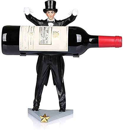 Casier à vin Porte-Bouteille de vin Magique avec Corde pour Suspendre sur Un comptoir, Porte-Bouteille de Magicien d'illusion de lévitation, Cadeau Original, Ornements en résine pour décorat