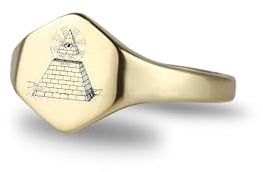 14k Gold Freimaurer Pyramide Ring - Benutzerdefinierte Freimaurer Ring - Personalisierte Ring - Sechseck Geformt Ring - Unisex-Ring