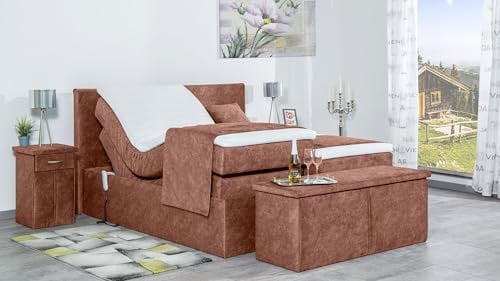 Boxspringbett Nado 240x220, DS-Altrosa, 7-Zohnen Taschenfederkernmatratze, Ergoflex - Inklusive Aufbau - Deutscher Hersteller