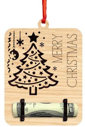 Weihnachtsschmuck aus Holz Geldhalter für den Geldbaum zum Aufhängen Christbaumschmuck Holzscheiben Basteln Winter Weihnachten Weihnachtsparty Dekor