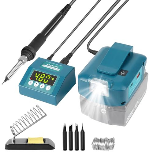 Stazione di saldatura senza fili per batteria Makita 18V - Kit saldatore elettrico con display LCD digitale, riscaldamento rapido per fai-da-te e riparazione di elettrodomestici (batteria non inclusa)