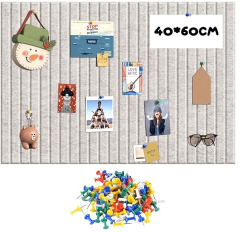 60 x 40cm Filz Pinnwand, Dekorative Pinnwand aus Filz, Selbstklebend Bulletin Board Wanddekoration Foto-Display-Tafel mit 30 Pinnnadeln, faltbare Fototafel mit selbstklebendem Klebeband