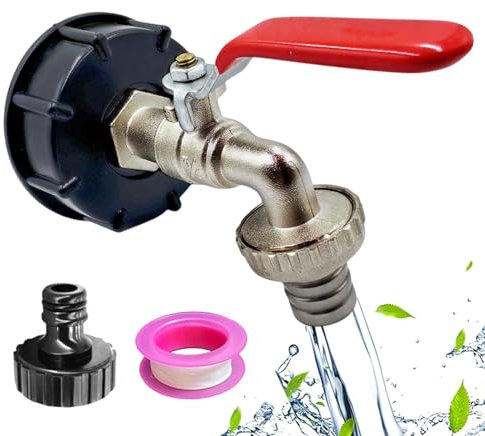 IBC Tankadapter Mit Auslaufhahn S100x8 / S60X6 Grobgewinde 3/4Anschluss für Wassertank - Zubehör und Adapter