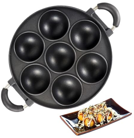 Cast Iron Cookies Pan, Muffin Pan Round, Biscuits Muffins and Scones Cake Pan with 7-Cup, Cupcake Baking Pan, Pancake Whoopie Pie Cake Nonstick Baking Tin Tray Mold