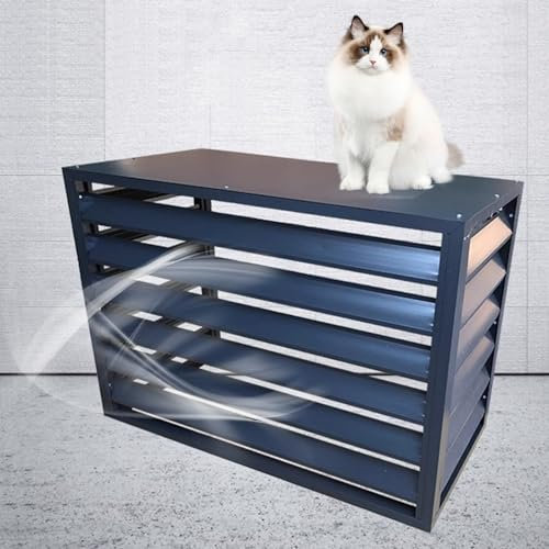 Valla de Privacidad de Aluminio Para Aire Acondicionado, Cubierta para Mini Aire Acondicionado Split para Unidades Exteriores, Antirrobo(Black,100x50x70cm/39x20x28in)