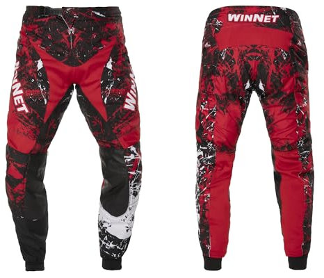 WinNet Pantaloni Bimbo Bambino Moto Cross Fuori Strada Enduro 4 6 8 10 12 Anni Mini Quad Motocross Calzoni Fuoristrada MX (IT, età, 8 Anni, Regular, Rosso)