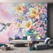 NOGAWA Papier Peint Fleurs Colorée, Papier Peint Motif Floral Colibri, Panoramique Décoration Murale Pour Salon, Chambre, Tapisserie Murales Intissé, Wallpaper Mural 250x175cm
