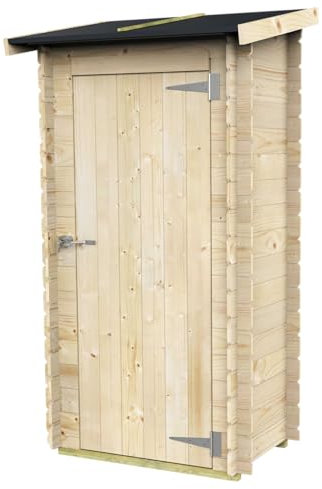 Abri de Jardin Adossé Bh16 Arturo 98x64 en Bois d’épicéa Naturel 16 mm avec Porte Simple, Toit et Plancher en Bois rainuré, Montage Facile, Traitement Autoclave, Certification PEFC