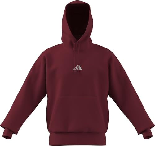 adidas Men's Essentials FEELCOZY Fleece Hoodie, Active Maroon/White, M