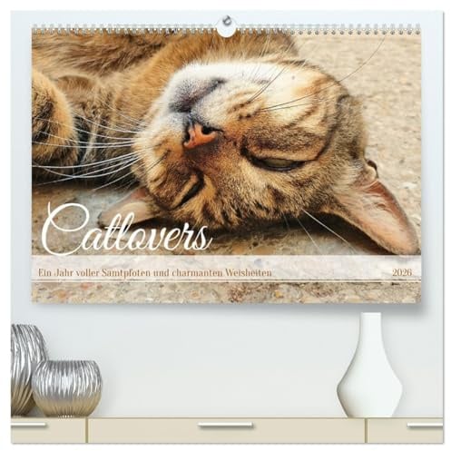 Catlovers - Ein Jahr voller Samtpfoten und charmanten Weisheiten (hochwertiger Premium Wandkalender 2026 DIN A2 quer), Kunstdruck in Hochglanz: ... mit Zitaten und Sprüchen. (CALVENDO Tiere)