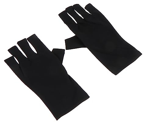 GANAZONO Uv Schutzhandschuhe Halbfinger Nagelstudio Handschuhe Fingerlos Gel Manikürehandschuhe Schwarz Kurz Für Maniküre Und Nageltrockner