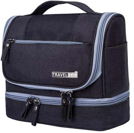 Kosmetiktasche 6.8L Große Kulturtasche Damen Reise Kosmetik Organizer Tasche wasserdichte Schminktasche Make Up Tasche Make-up Pinsel Fach für Reisen Geschäft Fitness Camping Reißverschluss (Schwarz)