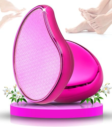 Glass Foot File Callus Remover- Heel Scraper & in Shower Foot Scrubber Dead Skin Remover - Pedicure Foot Buffer for Soft Feet, Nano Glass Foot File for Foot Spa, Home Salon (Pink)