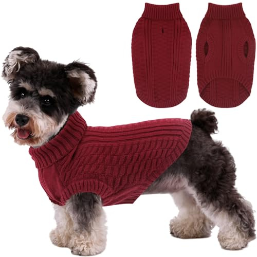 CITÉTOILE Hundepullover Strickjacke Rollkragen Ärmellos Rot XS | Weiches Fleece, Atmungsaktiv, Bequem, Ideal für kleine & mittelgroße Hunde, Warme Welpenkleidung