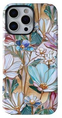 QLTYPRI Flower Case for iPhone 12/12 Pro, Aesthetic Cute Floral Phone Case for Girls Women, Protective Hybrid 2-Layer Hard Shell Silicone Cover Durable Shockproof Phone Cover - Bloom Flower