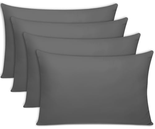 Lazzaro 300 Thread Count Egyptian Cotton Pillow Cases 6 Pack Hotel Quality Charcoal Pillow Covers With Envelope Closure
