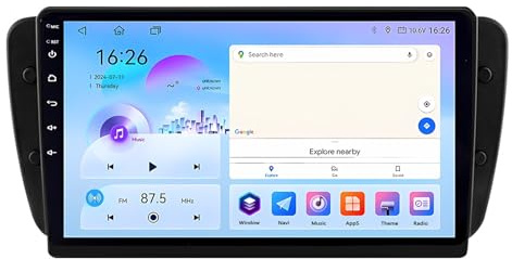 9 Pulgadas Doble DIN Android 15 Radio de Coche para Seat Ibiza 6J 4 2008-2015 con CarPlay Cámara de Respaldo Controles del Volante GPS Navi Enlace al Espejo(A1 1G+32G)