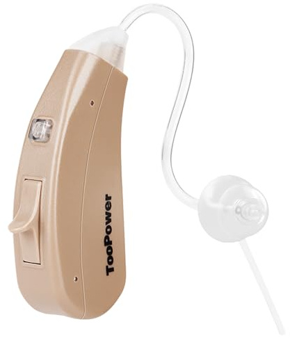 TooPower Rechargeable Hearing Amplifier for Seniors, No Whistling Behind-the-Ear Device with 3 Modes & 5 Volume Levels, USB Charging, Lightweight & Discreet Design