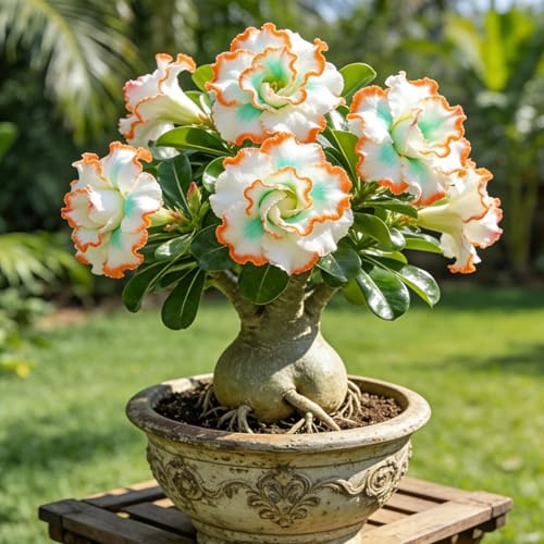 Rosa del desierto rara, perenne resistente al frío, siembra interior y exterior, fácil de mantener, crea rápidamente un hermoso jardín-1bulbo-K