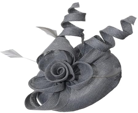 Fascinator for Frauen, elegant, charmant, Netz, Feder, Cocktail, Teeparty, Haarbänder, zivile Hochzeit, Hut, Haarteil Geeignet für Teepartys und Hochzeiten(Grey)