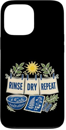 Custodia per iPhone 13 Pro Max RINSE DRY REPEAT Cianotipia Botanica Foglie