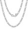 Amberta 925 Sterling Silber Halskette für Herren - Rhodiniert - Flache Figarokette 3.9 mm – 70 cm