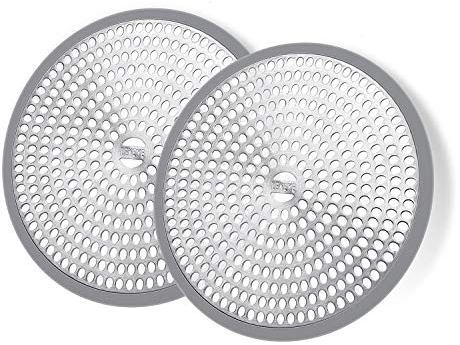 LEKEYE Shower Hair Catcher Drain Protector Strainer-Steel & Silicone 2 Pack