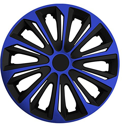 (Größe wählbar) 14 Zoll Radkappen/Radzierblenden Strong Bicolor (Schwarz-Blau) passend für Fast alle Fahrzeugtypen – universal