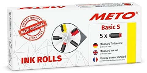 METO Farbrollen für METO Basic S / Arrow S, (5 Stück, schwarz, 1-zeilig, für 22 x 12 mm Etiketten)