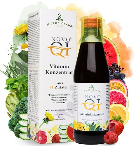 MICROFLORANA® - Vitalstoffkonzentrat - 91 Zutaten - Ergibt 6,6 Liter - Inkl. Dosierhilfe - Mikronährstoffkonzentrat - Vitaminkonzentrat - Laborgeprüfte Qualität - Mikronährstoffe - Novo Qi® - 330 ml