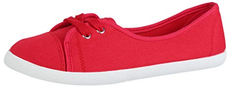 Elara Damen Ballerinas Sneaker Schnürer Chunkyrayan BD1413 Rot-39