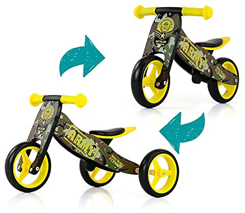 Milly Mally Dreirädriges Laufrad aus Holz für Kinder Jake Army