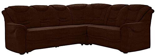 Cavadore Ecksofa Bansa mit Federkern / Polstercouch im klassischen Design / inkl. Bettfunktion / 265 x 94 x 215 / Mikrofaser Braun