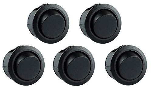 edi-tronic 5x Wippschalter rund klein 1-polig 250V 6A EIN/AUS Snap-In Montage Einbaumaß Ø 20,2mm