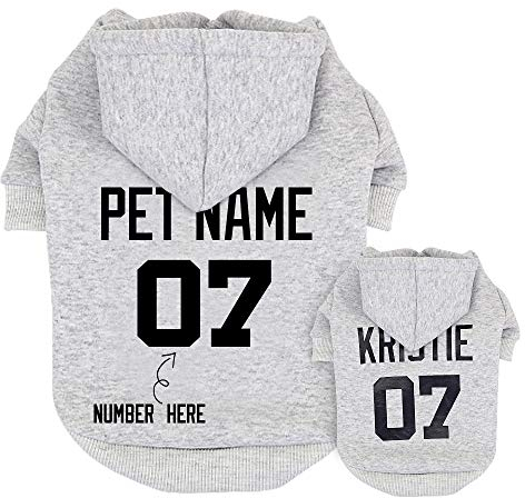 Didog Hunde-Kapuzenpullover, mit Namen und Nummer, Kleidung mit Namen für Welpen, Pudel, Yorkie, kleine und mittelgroße Hunde, personalisierbar