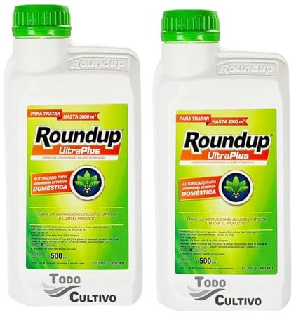 Todo Cultivo herbicida roundup ultra plus 36% 2 litro. Pack 4 uds de 500 ml. (60 litros de Agua). Herbicida liquido Concentrado sin Efecto Residual.