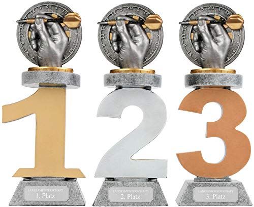 Pokal 1. Platz Dart Darts Serie VILLON Trophäe mit Gravur