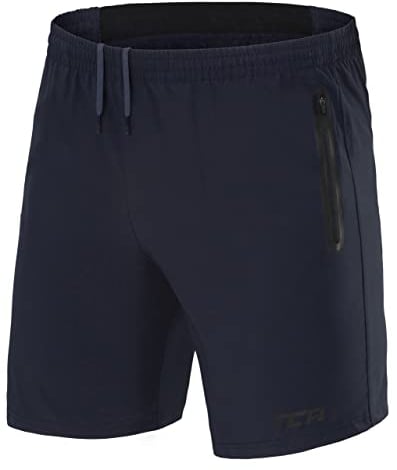 TCA Herren Elite Tech Leichte Laufhose Gymshorts Trainingsshorts und Laufshorts mit Reißverschlusstaschen - Sporthose Herren Kurz - Dunkelblau, M