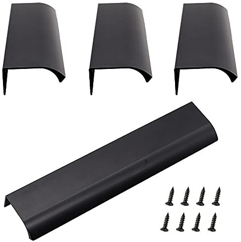 KST 4 maniglie invisibili, maniglie scorrevoli nascoste per porte, cassetti, armadi, bordi, moderne, nere (120 x 40 x 19 mm)