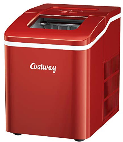 DREAMADE Macchina per il Ghiaccio 12 kg 9 Cubetti di Ghiaccio in 8 Minuti, Fabbricatore Ghiaccio con Funzione di Pulizia Automatica e Cestello Rimovibile, Macchina per il Ghiaccio Portatile (rosso)
