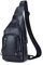 Hebetag Leder Sling Bag Wandern Daypack für Männer Frauen Outdoor Reisen Camping Angeln Crossbody Schulter Brust Rucksack Rucksack, Schwarz